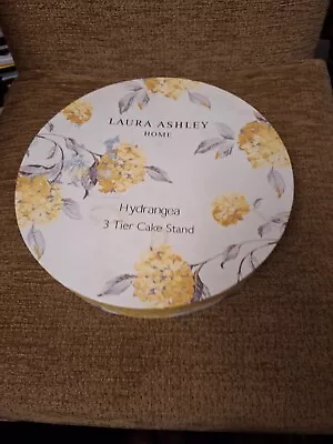 Laura Ashley Hydrangea 3-tier Cake Stand Camomile Yellow And Dove. NEW Boxed • £24.99