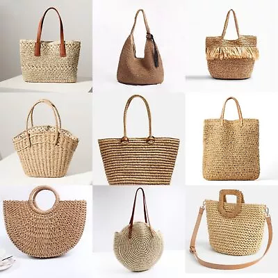 $21.99 • Buy Straw Bag For Womens Summer Beach Bag Large Rattan Shoulder Bag Woven Tote Bags