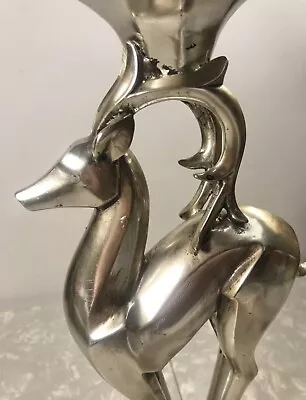 Art Deco Metal Reindeer Candle Holder 14.5” • $25