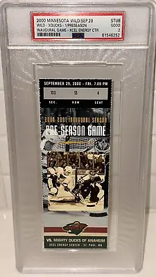 9/29/00 MN Wild 1st Pre Season Inaugural Game Xcel Energy Center Ticket Stub PSA • $374.99