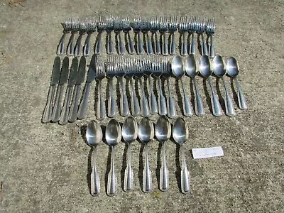 Martha Stewart MSE Silver Stitch Stainless Flatware Set 41 Pc Fiddle Shape China • $84.99