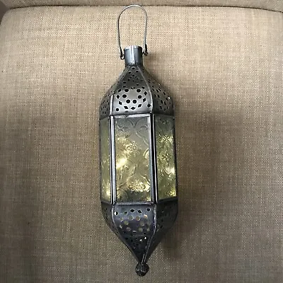 Hanging Metal Moroccan Decorative Led Fairy Lights Candle Lantern Holder • $15.95