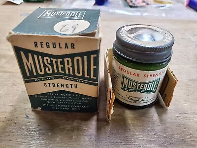 Vintage MUSTEROLE Green Advertising Jar In Box With Embossed Lid • $19.95