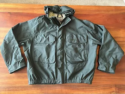 Simms GoreTex XCR Fly Fishing Wading Jacket Hooded Green Mens XXL EXCELLENT USED • $250