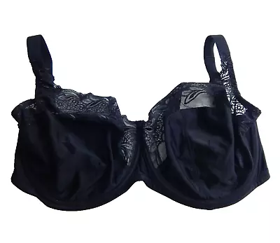 Panache Women's 30KK Bra Melody Unlined Balcony Lace Trim Underwire Black EUC • £35.03