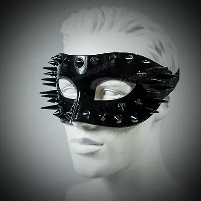 Unisex Steampunk Masquerade Mask Spike Metallic Black  • $21.99