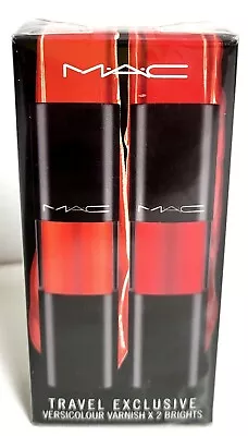 MAC Versicolour Varnish Lip Stain Gloss Set 2 Piece Cream Travel Brights Wet NIB • $28