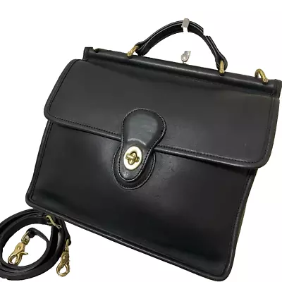 Vintage COACH 9927 WILLIS Black Leather Crossbody Bag Handbag Satchel Purse USA • $249.99