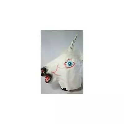 Unicorn Horse Head Mask Rubber Latex Panto Creepy Fancy Dress Costume Halloween • £11.38
