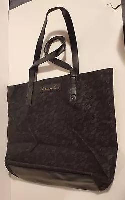 Victoria's Secret 2 Handle Lace Style Overlay Black Tote Bag Totebag • $4.99