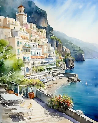 Amalfi Coast Italy Italian Mediterranean Sea Village Seaside Giclée Art Print • $7.99