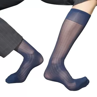 Men S Knee Dress Socks Nylon Dress Socks For Men Over The Calf Dress Socks • £5.96