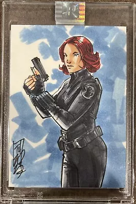 Marvel Black Widow Scarlett Johansson Sketch Card Autographed  By Tom Hodges 1/1 • $124.95