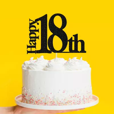 Happy 18th Cake Topper Glitter 18 Birthday Cake Decoration Happy 18th Birthday • £2.99