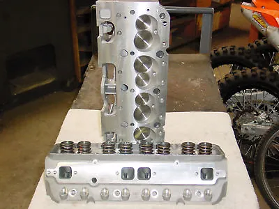 Chevy 350 383 400 Aluminum Cylinder Heads Straight Plug 327 283 Pro Header 64cc • $899.99