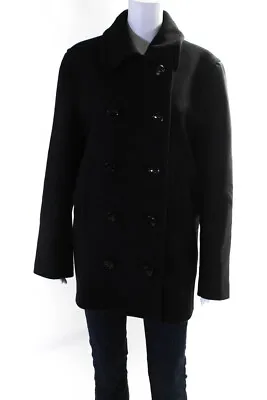 Marni Womens Double Breasted Wool Fleece Deconstructed Peacoat Black Size IT 44 • $546.01