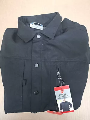 Rugged Elements Mens Work Shirt Jacket Black Quilted Lined Utility Size M • $25.99
