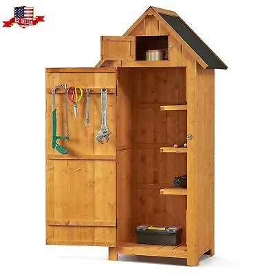 Outdoor Storage Tool Shed Waterproof Vertical Garden Tool Cabinet With Latch • $210