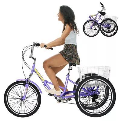 MOONCOOL Foldable Adult Tricycle 20inch 7 Speed 3-Wheels Folding Trike Bike • $298.99