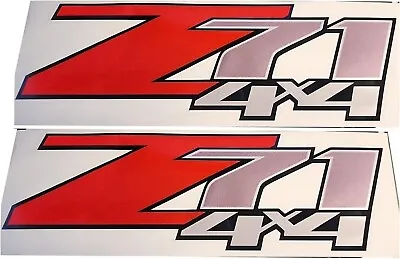 2Pc Z71 4x4 Decals Stickers Bed Side For 07-13 Silverado 1500HD 2500 HD (Red) • $18.99