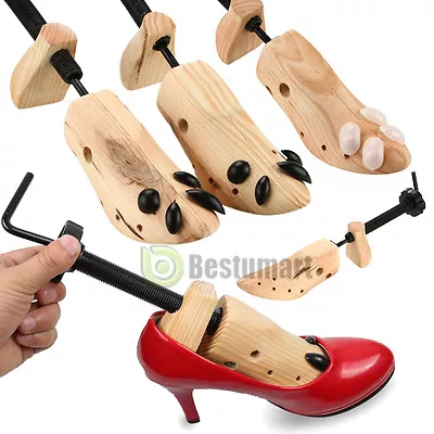 1-2Pcs Mens / Women Wooden Adjustable 2-Way Shoe Stretcher Shaper Tree US(5-12) • $16.91