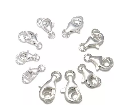 10 Sets 925 Sterling Silver Safety Lobster Claws Clasp With Closed Jump Ring • $14.99