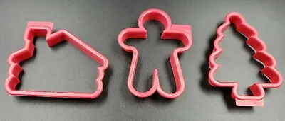 Vintage Cookie Cutter Set Christmas Tree Gingerbread Man House Log Cabin Syrup • $8.39