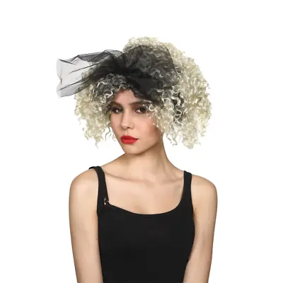 Blonde Curly Perm Madonna 1980s Wild Child Fancy Dress Wig Accessory New • $56.61