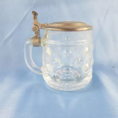 Vintage MADE IN W GERMANY Miniature Beer Stein Mug Shot Glass Clear W/ Lid • $9.99