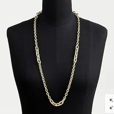 J.Crew LONG GOLD LINK NECKLACE WITH PAVÉ DETAIL! NWOT New$49.50 Gold • $33