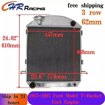 3 ROW62mm RADIATOR FOR 1917-1927 FORD Model-T BUCKET GRILL SHELLS Ford ENGINE AT • $147