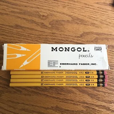 Vintage VTG Eberhard Faber Inc Mongol Pencils With Box 4 Unsharpened 482-F 2.5 • $15