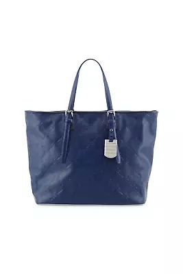 Longchamp Embossed Cuir Blue Leather Tote Bag Size L • $234.21