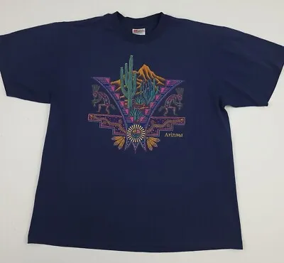 Vintage 90s Arizona Southwest Native American Art Print T Shirt Vtg USA AZ Aztec • $19.99