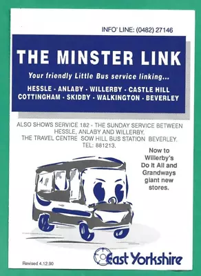 East Yorkshire Minster Link/(182) Hessle - Willerby - Beverley Times 4.12.90 • £0.99