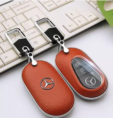 New Generation Orange Leather Key  Cover Case Holder For Mercedes Benz S GLA AMG • $84.95