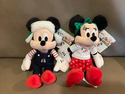 Mickey & Minnie Mouse Disney Holiday Christmas Plush – Mini Bean Bag – 9'' New • $46.65