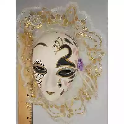 Ceramic Painted Mardi Gras Hanging Wall Mask • $19.95