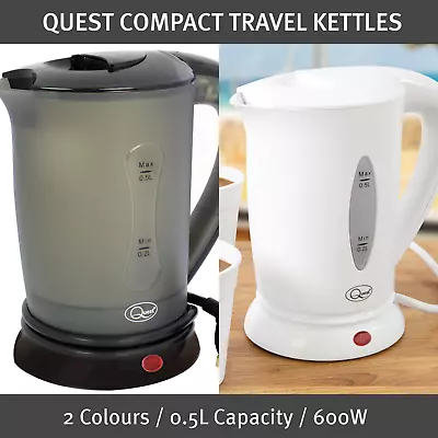 £14.99 • Buy Quest Travel Kettles / Black Or White / 0.5L / 600 Watt / Indicator Light