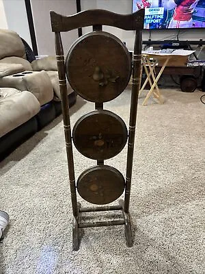 MCM 3 Tier Level Pie Muffin Plant Wooden Folding Fruit Stand Mid Century Modern • $55.95