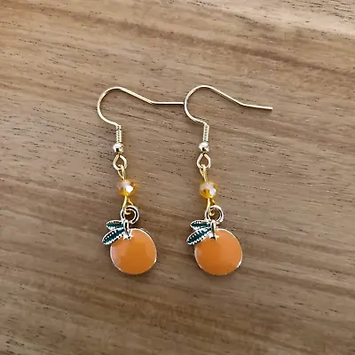 Cute Orange Fruit Dangle Earrings S/s Gold Hooks AUS Free Postage • $7.50