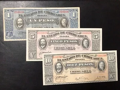 1914 Mexico-chihuahua Paper Money - Lot Of 1 5 & 10 Pesos Banknote! • $17.99