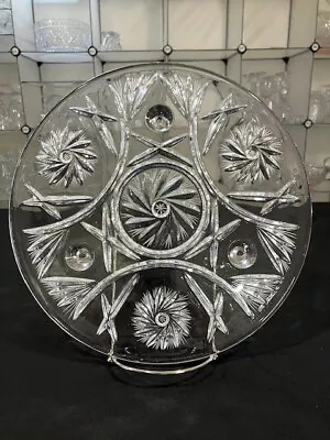 Pinwheel By Bohemia Crydstal Crystalex - Vintage Three Toed Footed Cake Plate • $29