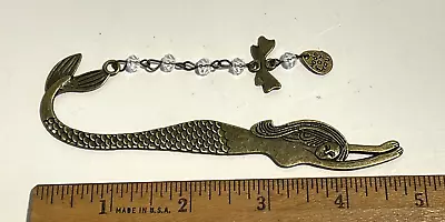 Mermaid Metal Bookmark With Crystal  Water Drops  & Made For You Tag LOVELY • $8.95