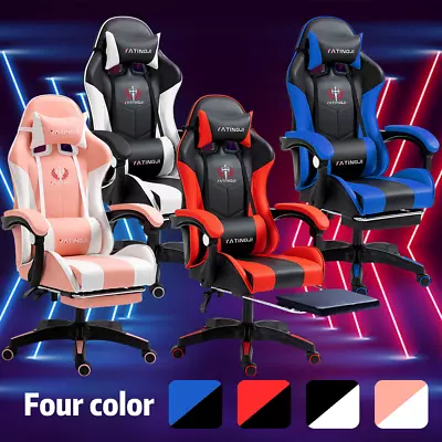 Gaming Chair Office Executive Computer Gamer Racing Footrest Racer Armrest Chair • $117.99