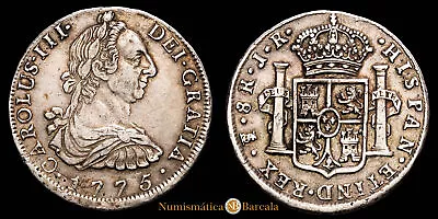 Carlos III. 8 Reales. (2688 G.). Potosí. 1775. Ensayador J·R. AC-1171. MBC+. • £335.63