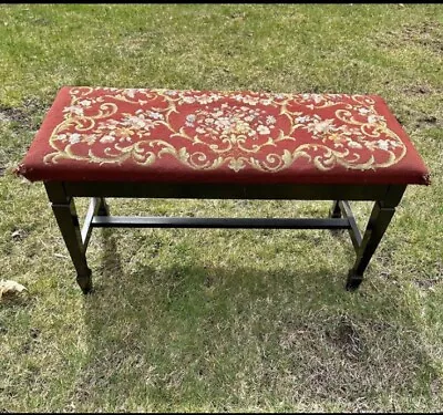 Antique 1930’s Hand Made Needlepoint Piano Bench Stool W/ Storage • $392.50