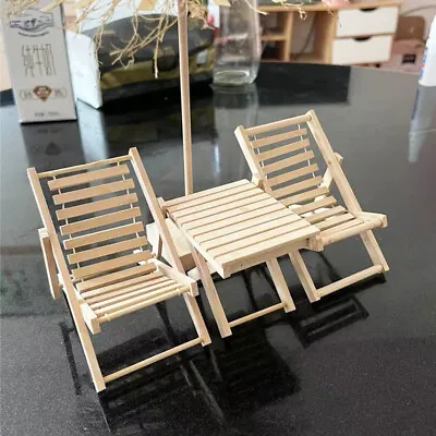 2PC Dollhouse Miniatures 1:12 Scale Plain Lounge Beach Chair Handmade Furniture • $9.99
