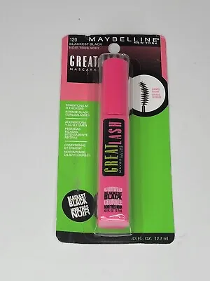 Maybelline Great Lash Curved Brush Washable Mascara Blackest Black 120 0.43 Oz • $3.99