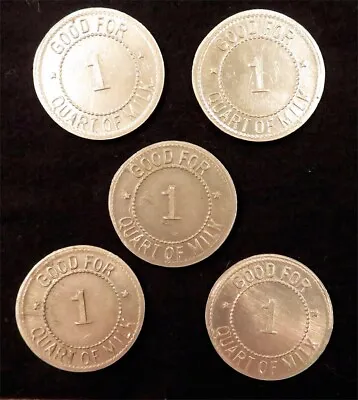 Lot Of 5 Dairy Tokens - Good For 1 Quart Of Milk • $9.99